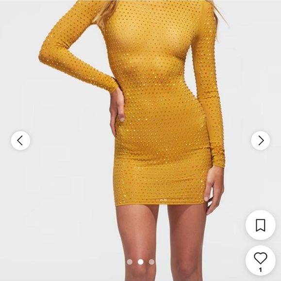 PrettyLittleThing Dresses & Skirts - NWT Prettylittlething Chartreuse Embellished Mesh Bodycon Dress